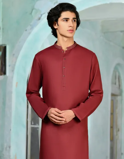 RED BLENDED KURTA